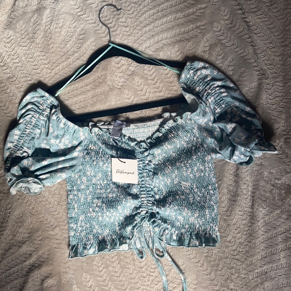 Charlotte Russe Turquoise Floral Shirt